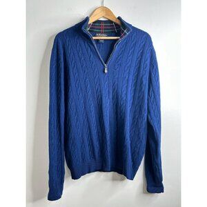 Brooks Brothers 1/4 Zip Sweater Mens L Scottish Lambswool Cable Knit Old Money